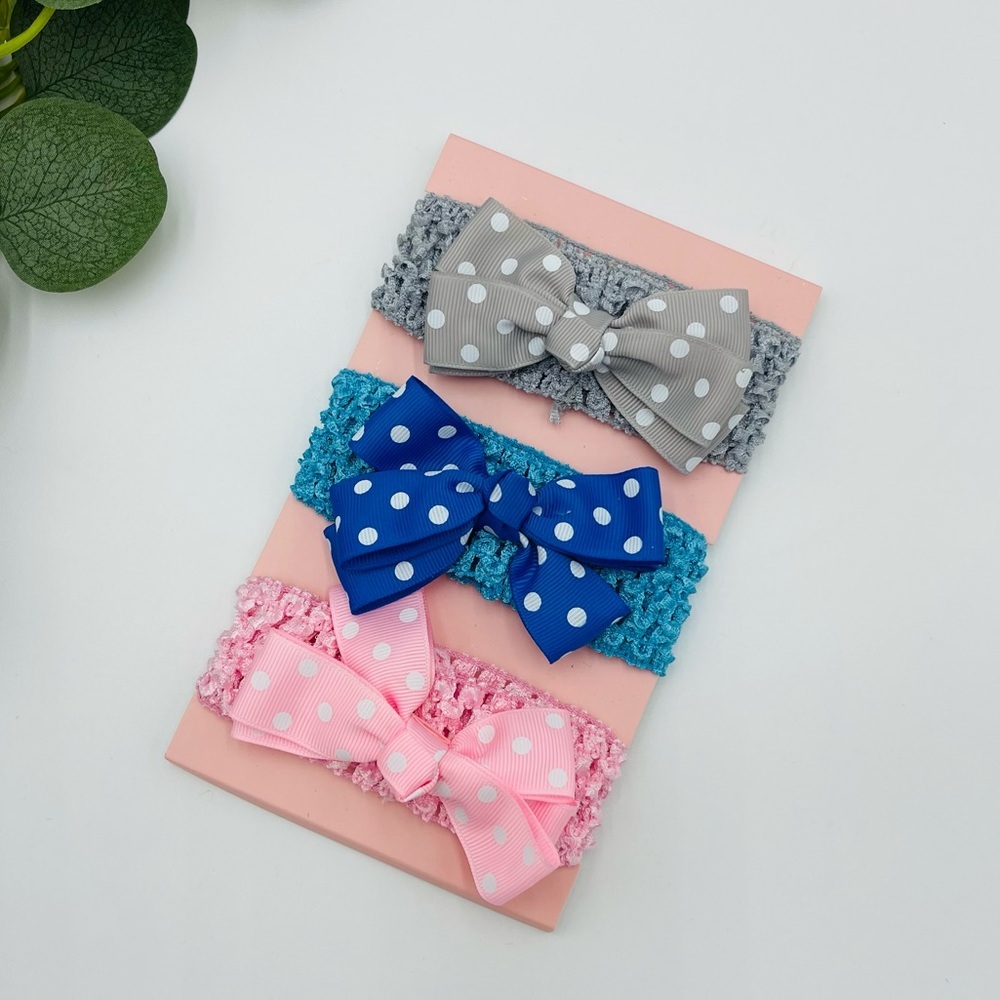 NEW BABY GIRL TODDLER POLKADOT BOW HEADBANDS